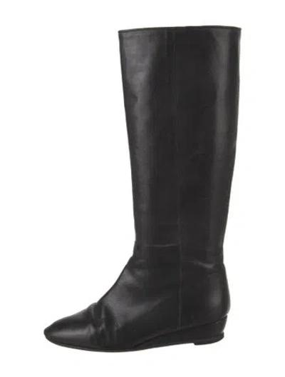 Pre-owned Loeffler Randall Leather Riding Boots In Black