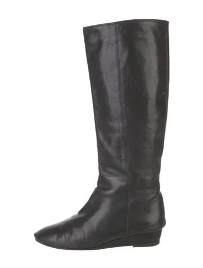 Pre-owned Loeffler Randall Leather Riding Boots In Black