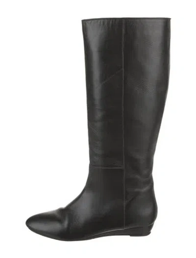 Pre-owned Loeffler Randall Leather Riding Boots In Black