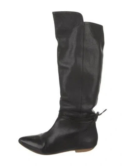 Pre-owned Loeffler Randall Leather Riding Boots In Black