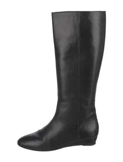 Pre-owned Loeffler Randall Leather Riding Boots In Black