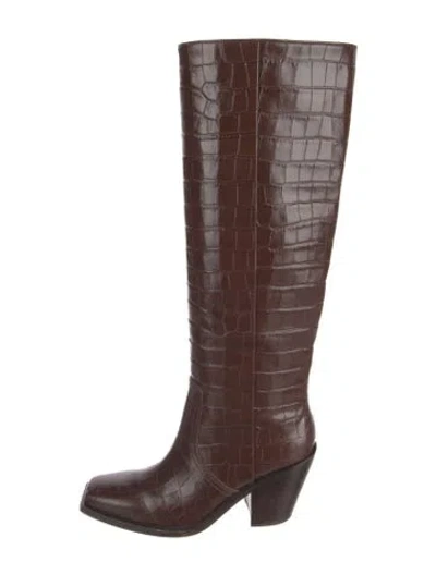 Pre-owned Loeffler Randall Leather Riding Boots In Brown