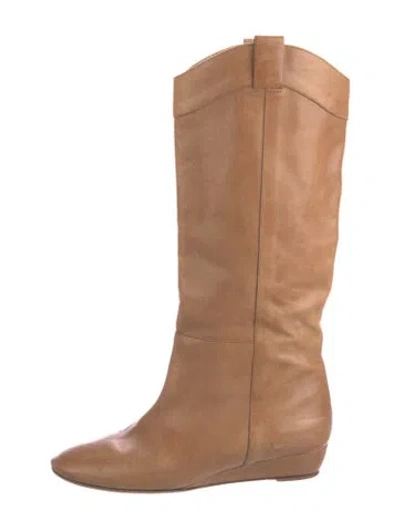 Pre-owned Loeffler Randall Leather Riding Boots In Brown