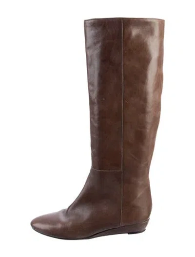 Pre-owned Loeffler Randall Leather Riding Boots In Brown
