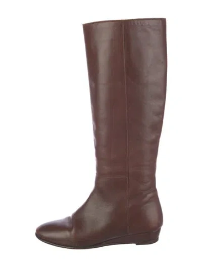 Pre-owned Loeffler Randall Leather Riding Boots In Brown