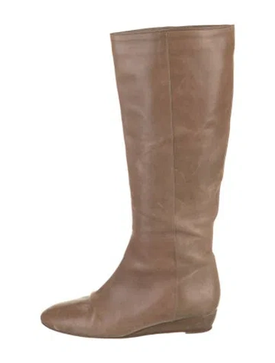 Pre-owned Loeffler Randall Leather Riding Boots In Neutral