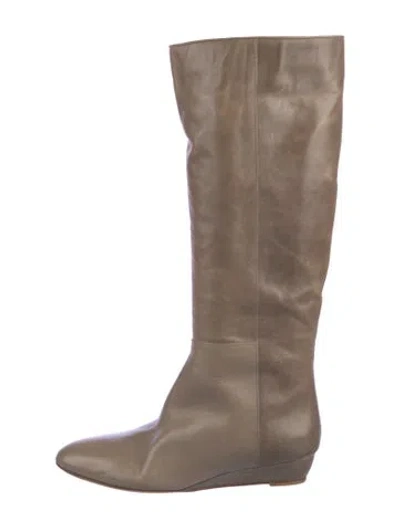 Pre-owned Loeffler Randall Leather Riding Boots In Neutral