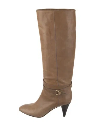 Pre-owned Loeffler Randall Leather Riding Boots In Neutral