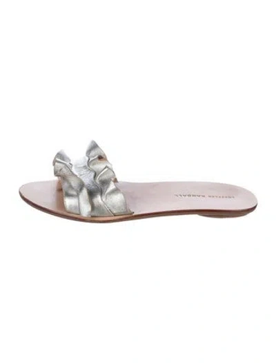 Pre-owned Loeffler Randall Leather Ruffle Embellishment Slides