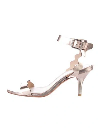 Pre-owned Loeffler Randall Leather Sandals In Metallic/pink