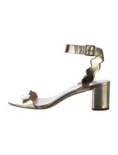 Pre-owned Loeffler Randall Leather Scalloped Accent D'orsay Pumps In Gold