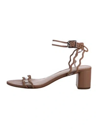 Pre-owned Loeffler Randall Leather Scalloped Accent Sandals In Neutral