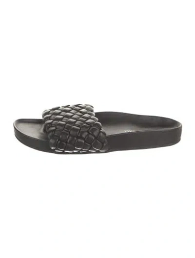 Pre-owned Loeffler Randall Leather Slides In Black