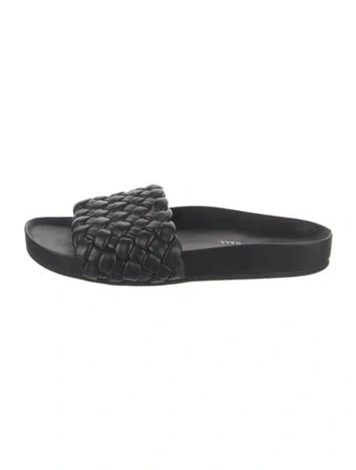 Pre-owned Loeffler Randall Leather Slides In Black