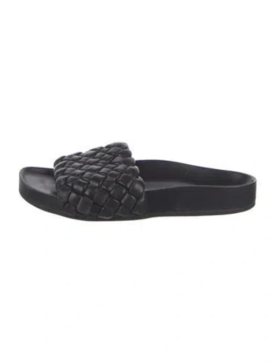 Pre-owned Loeffler Randall Leather Slides In Black