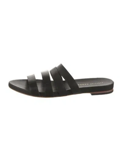 Pre-owned Loeffler Randall Leather Slides In Black