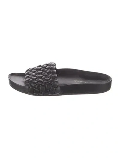 Pre-owned Loeffler Randall Leather Slides In Black
