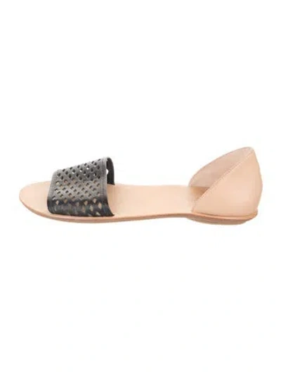 Pre-owned Loeffler Randall Leather Slides In Black