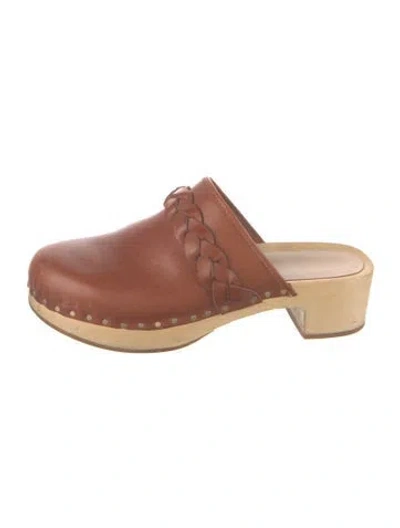 Pre-owned Loeffler Randall Leather Slides In Brown