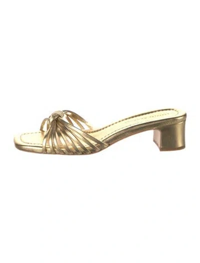 Pre-owned Loeffler Randall Leather Slides In Gold