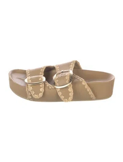 Pre-owned Loeffler Randall Leather Slides In Neutral