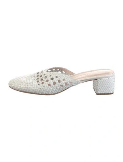 Pre-owned Loeffler Randall Leather Slides In White