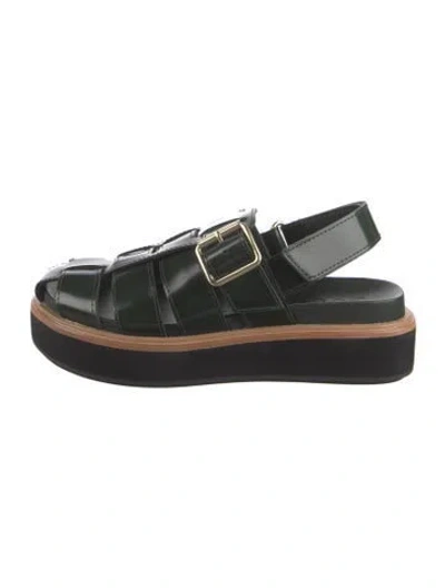 Pre-owned Loeffler Randall Leather Slingback Flats In Black