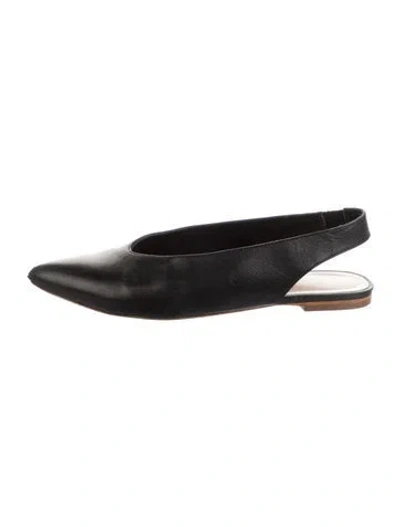 Pre-owned Loeffler Randall Leather Slingback Flats In Black