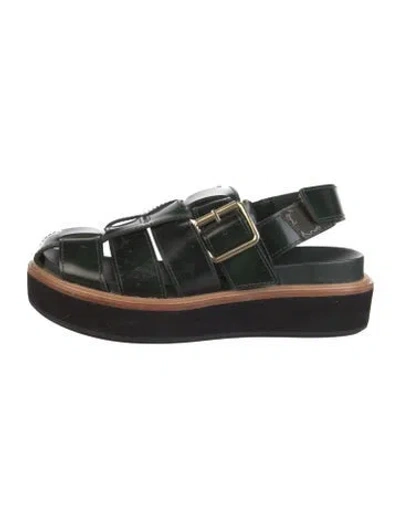 Pre-owned Loeffler Randall Leather Slingback Flats In Green