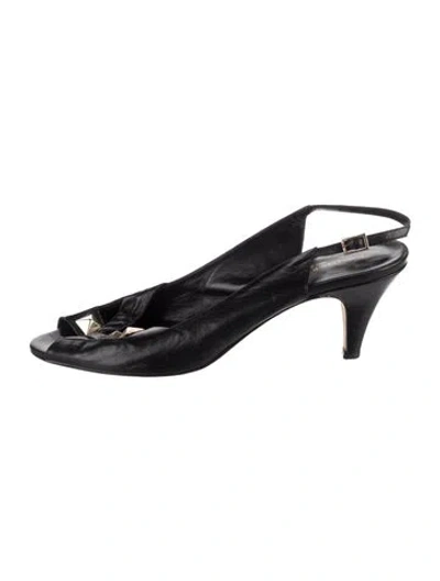 Pre-owned Loeffler Randall Leather Slingback Pumps In Black