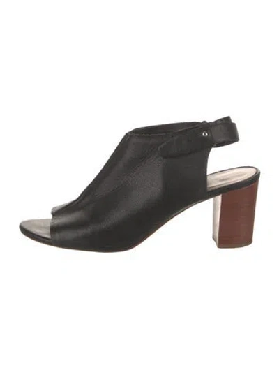 Pre-owned Loeffler Randall Leather Slingback Sandals In Black