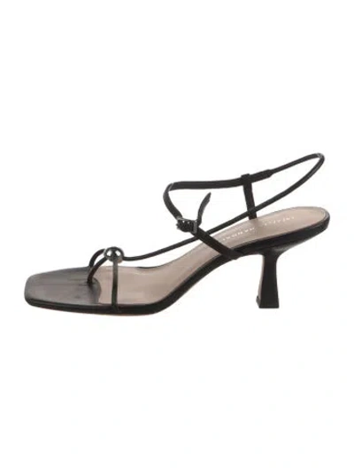Pre-owned Loeffler Randall Leather Slingback Sandals In Black
