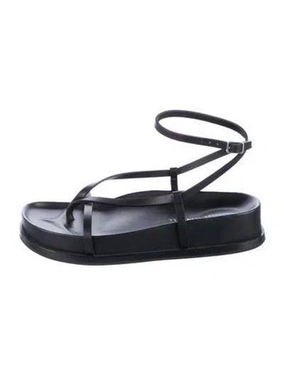 Pre-owned Loeffler Randall Leather Slingback Sandals In Black