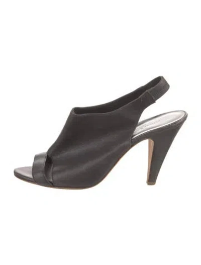 Pre-owned Loeffler Randall Leather Slingback Sandals In Gray