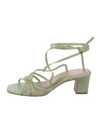 Pre-owned Loeffler Randall Leather Slingback Sandals In Green