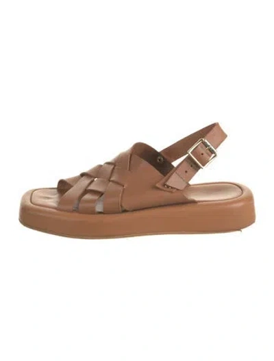 Pre-owned Loeffler Randall Leather Slingback Sandals In Neutral