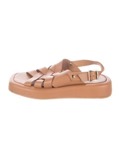 Pre-owned Loeffler Randall Leather Slingback Sandals In Neutral