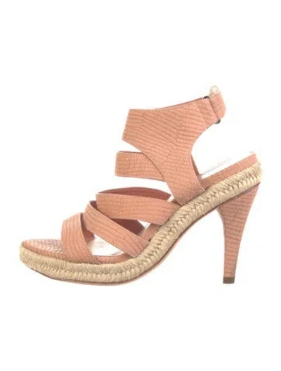 Pre-owned Loeffler Randall Leather Slingback Sandals In Red