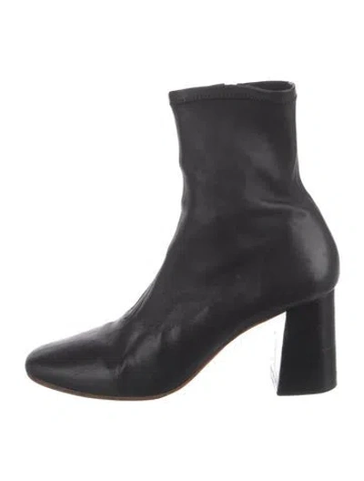 Pre-owned Loeffler Randall Leather Sock Boots In Black