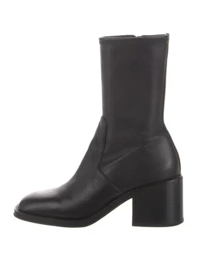 Pre-owned Loeffler Randall Leather Sock Boots In Black