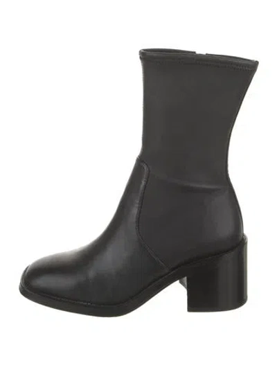 Pre-owned Loeffler Randall Leather Sock Boots In Black