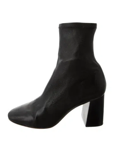 Pre-owned Loeffler Randall Leather Sock Boots In Black