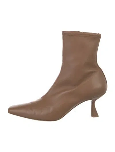Pre-owned Loeffler Randall Leather Sock Boots In Brown