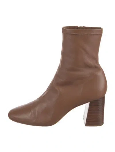 Pre-owned Loeffler Randall Leather Sock Boots In Brown