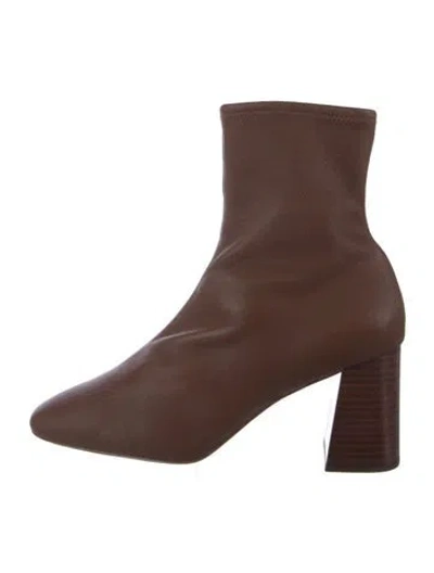 Pre-owned Loeffler Randall Leather Sock Boots In Brown