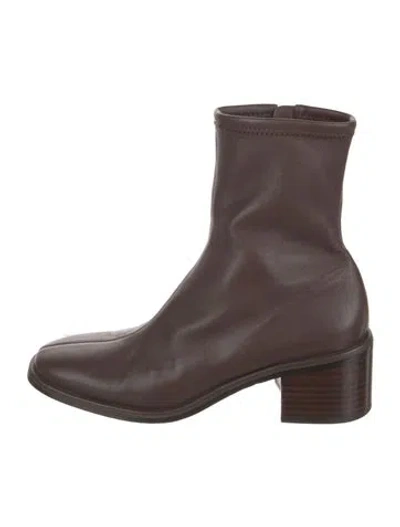 Pre-owned Loeffler Randall Leather Sock Boots In Brown