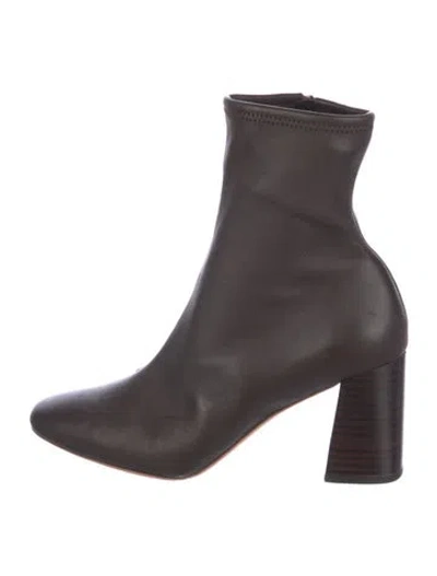 Pre-owned Loeffler Randall Leather Sock Boots In Brown