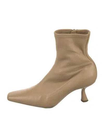 Pre-owned Loeffler Randall Leather Sock Boots In Neutral
