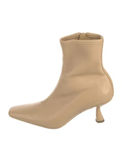 Pre-owned Loeffler Randall Leather Sock Boots In Neutral