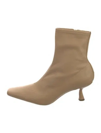 Pre-owned Loeffler Randall Leather Sock Boots In Neutral